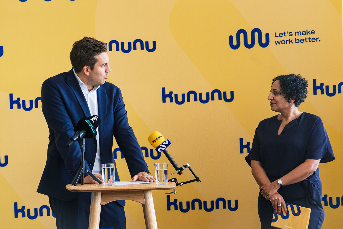 Staatssekretär Alexander Pröll und kununu-CEO Nina Zimmermann