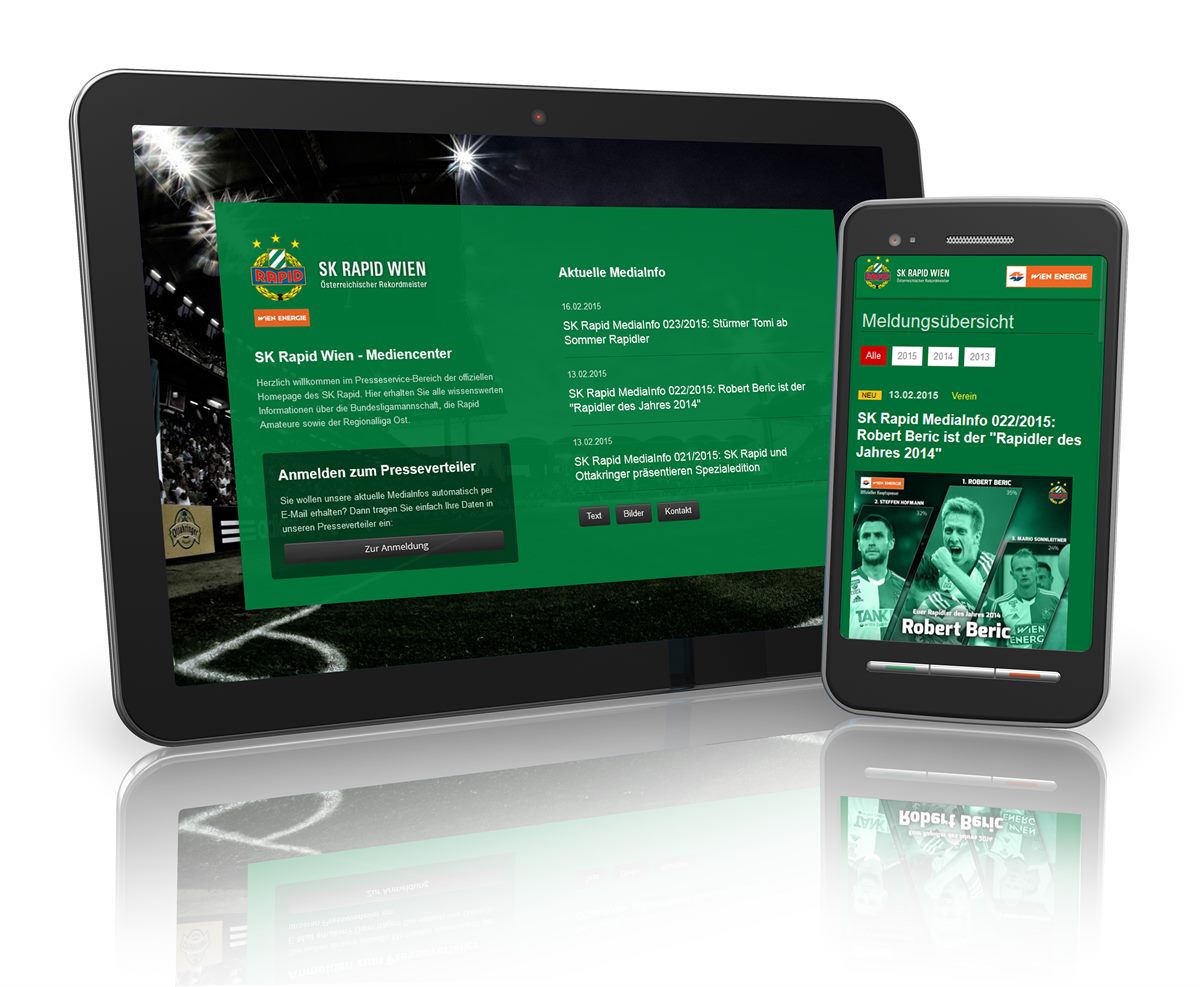 Pressecenter des österreichischen Fußball-Rekordmeisters SK RAPID 